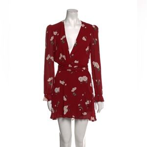 Reformation red long sleeve floral dress